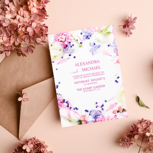 Boho Neutrale Waterverf Wildflower Wedding Kaart