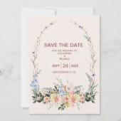 Boho Neutrale Waterverf Wildflower Wedding Save The Date (Voorkant)