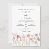 Boho Neutrale Wilde Bloemen Bloemstuk Bruiloft Kaart (Voorkant)