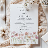 Boho Neutrale Wilde Bloemen Bloemstuk Bruiloft Kaart