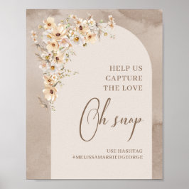 Boho neutrale wilde bloemen vangen de liefde op sn poster