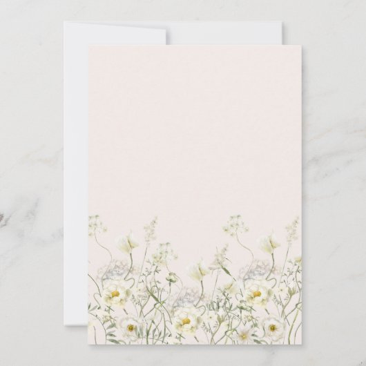 Boho Neutrale Witte Waterverf Wildbloem Bridal Kaart (Achterkant)
