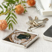 Boho neutrale zwangerschapsaankondiging aandenken sleutelhanger (Zijkant)