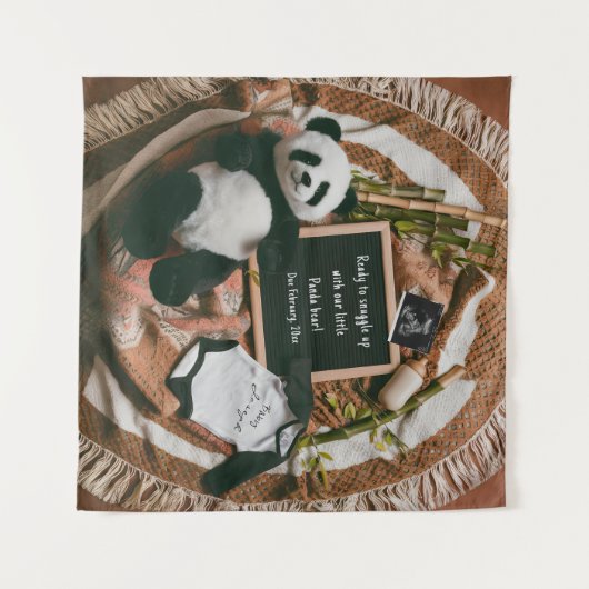 Boho neutrale zwangerschapsaankondiging Schattige Wandkleed (Voorkant (horizontaal))