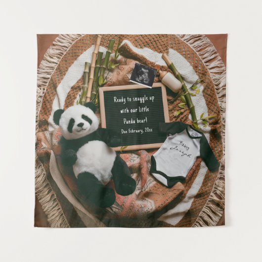 Boho neutrale zwangerschapsaankondiging Schattige  Wandkleed (Voorkant)