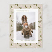 Boho Neutrals Kerst Bessen Foto Kerstmis Feestdagenkaart (Voorkant)