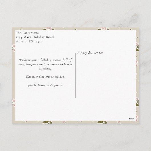 Boho Neutrals Kerstbessen Foto Kerst Feestdagenkaart (Achterkant)