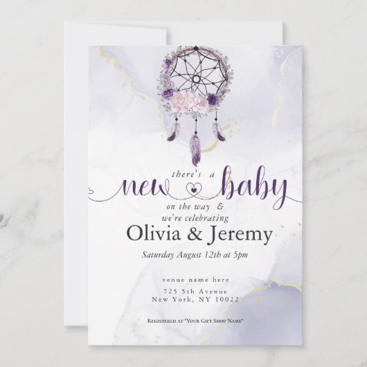 BOHO New Baby Amethyst Dusty Roos Dream Catcher Kaart (Voorkant)