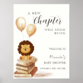 Boho New Chapter Lion Balloon Baby shower Welkom Poster (Voorkant)