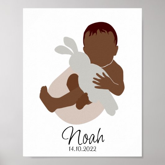 Boho Newborn Baby Boy Name Nursery Poster (Voorkant)
