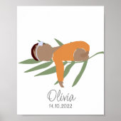 Boho Newborn Baby Girl Name Nursery Poster (Voorkant)