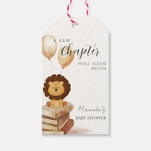 Boho Nieuw Chapter Wild Lion Balloon Baby shower Cadeaulabel (Voorkant)