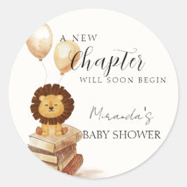 Boho Nieuw Chapter Wild Lion Balloon Baby shower Ronde Sticker