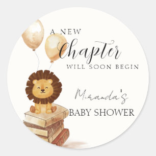 Boho Nieuw Chapter Wild Lion Balloon Baby shower Ronde Sticker