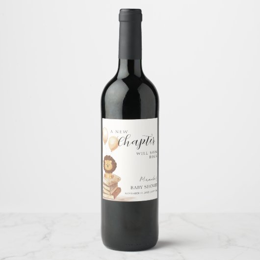 Boho Nieuw Chapter Wild Lion Balloon Baby shower Wijn Etiket (Voorkant)