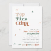 Boho Nieuwjaarsfeest Uitnodiging Retro Fun (Voorkant)