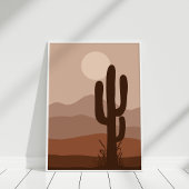 Boho Night Desert Cactus Volle Maan Wall Art Poster