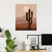 Boho Night Desert Cactus Volle Maan Wall Art Poster (Thuiskantoor)