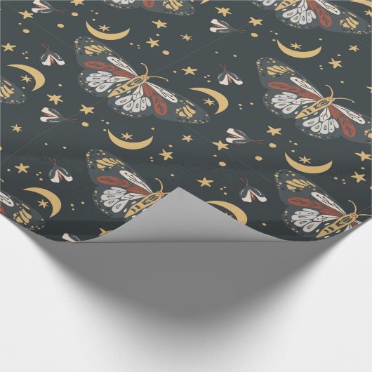 Boho Night Moth Cadeaupapier (Hoek)