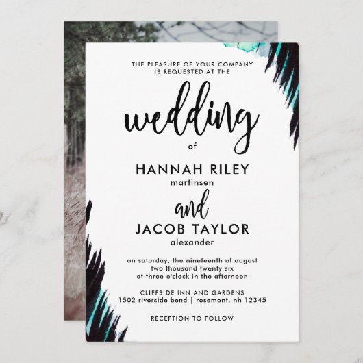 Boho Nights Foto Zwart-wit Bruiloft Kaart (Voorkant / Achterkant)