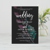 Boho Nights Zwart met Veer Foto Wedding Kaart (Staand voorkant)