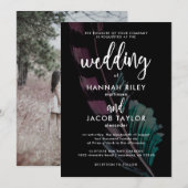 Boho Nights Zwart met Veer Foto Wedding Kaart (Voorkant / Achterkant)