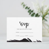 Boho Nights Zwart met veren bruiloft RSVP (Staand voorkant)