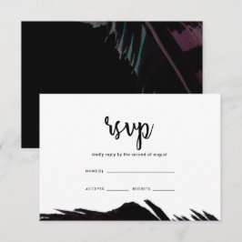 Boho Nights Zwart met veren bruiloft RSVP Kaartje