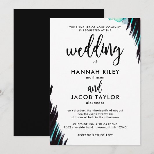 Boho Nights Zwart-wit bruiloft Kaart (Voorkant / Achterkant)