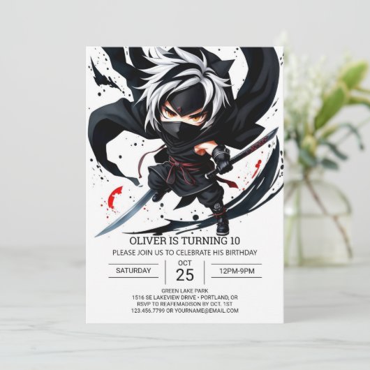 Boho Ninja Zwaard Verjaardag Kaart (Staand voorkant)