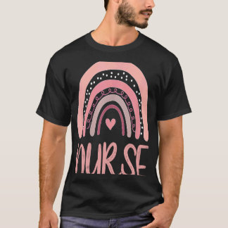Boho Nurse Cute Pink Rainbow verpleegdag CMA Love  T-shirt