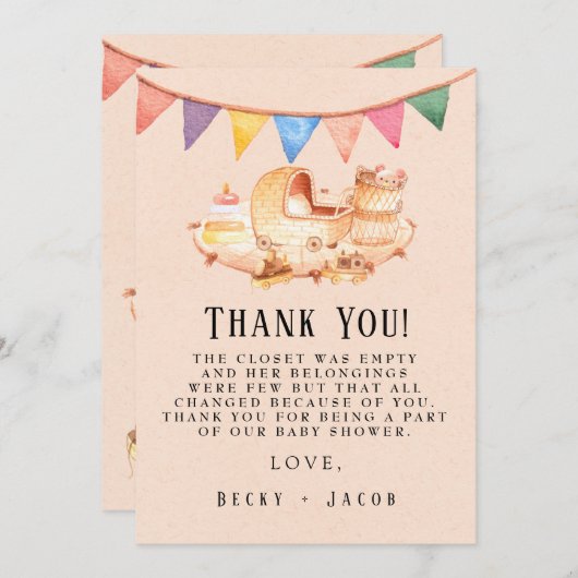 Boho Nursery Baby Baby shower Hartelijk dank Bedankkaart (Voorkant / Achterkant)