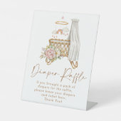 Boho Nursery Baby shower Diaper Raffle Reclamebord Met Voetstuk (Voorkant)