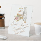 Boho Nursery Baby shower Diaper Raffle Reclamebord Met Voetstuk (Insitu)