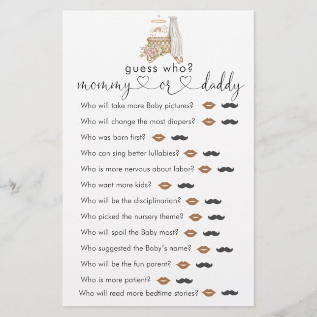 Boho Nursery Baby shower raad eens wie er speelde (Voorkant)