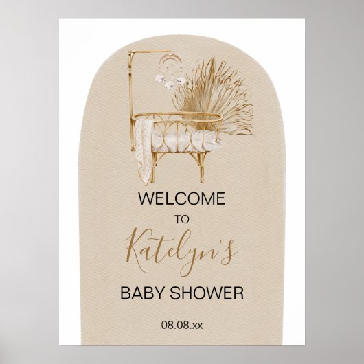 Boho Nursery Baby shower Welkomstteken Poster (Voorkant)