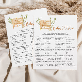 Boho nursery Baby trivia baby shower game