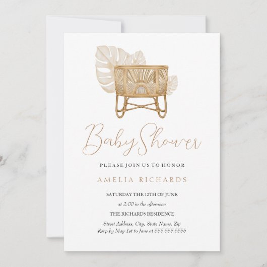 Boho Nursery Bassinet Baby shower Kaart (Voorkant)