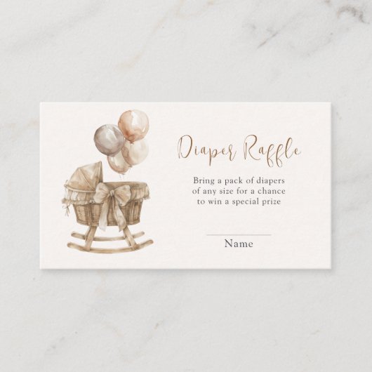 Boho Nursery Beige Ballonnen Luier Raffle Informatiekaartje (Voorkant)