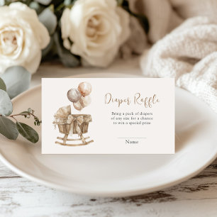 Boho Nursery Beige Ballonnen Luier Raffle Informatiekaartje