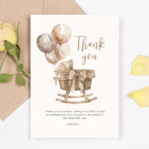 Boho Nursery Beige Ballons Genderonthulling Bedankkaart