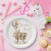 Boho Nursery Beige Ballons Genderonthulling Papieren Bordje (Feest)