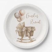 Boho Nursery Beige Ballons Genderonthulling Papieren Bordje (Voorkant)
