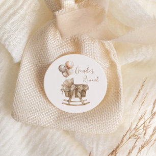 Boho Nursery Beige Ballons Genderonthulling Ronde Sticker