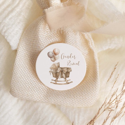 Boho Nursery Beige Ballons Genderonthulling Ronde Sticker