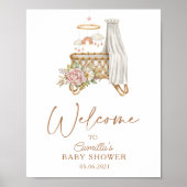 Boho Nursery Bloemen Wieg Baby Shower Poster (Voorkant)