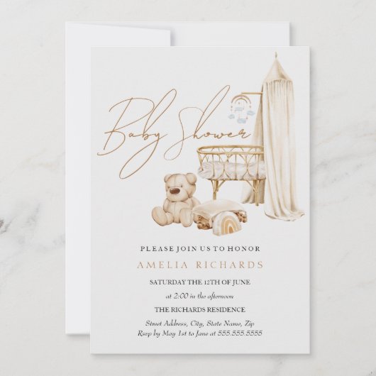 Boho Nursery Blue Baby shower Kaart (Voorkant)