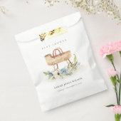 Boho Nursery Blue Floral Bassinet Baby shower Bedankzakje (Gezegeld)