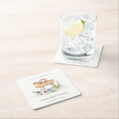 Boho Nursery Blue Floral Bassinet Baby shower Kartonnen Onderzetters (Insitu)