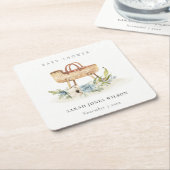 Boho Nursery Blue Floral Bassinet Baby shower Kartonnen Onderzetters (Schuin)